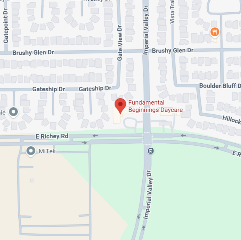 Map showing Fundamental Beginnings Daycare near E Richey Rd and Imperial Valley Dr in Houston TX